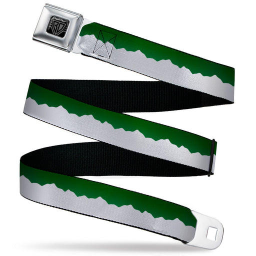 BD Wings Logo CLOSE-UP Black/Silver Seatbelt Belt - Colorado Solid Mountains Green/White Webbing Seatbelt Belts Buckle-Down   