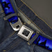 BD Wings Logo CLOSE-UP Black/Silver Seatbelt Belt - Cowboy/Coyote Silhouettes/Western Landscape Blues/Black Webbing Seatbelt Belts Buckle-Down   