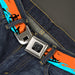 BD Wings Logo CLOSE-UP Black/Silver Seatbelt Belt - SUP w/Dog Neon Orange/Blues/Black Webbing Seatbelt Belts Buckle-Down   