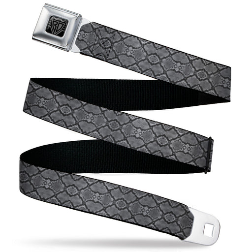 BD Wings Logo CLOSE-UP Black/Silver Seatbelt Belt - Snake Skin 3 Charcoal/Black Webbing Seatbelt Belts Buckle-Down   