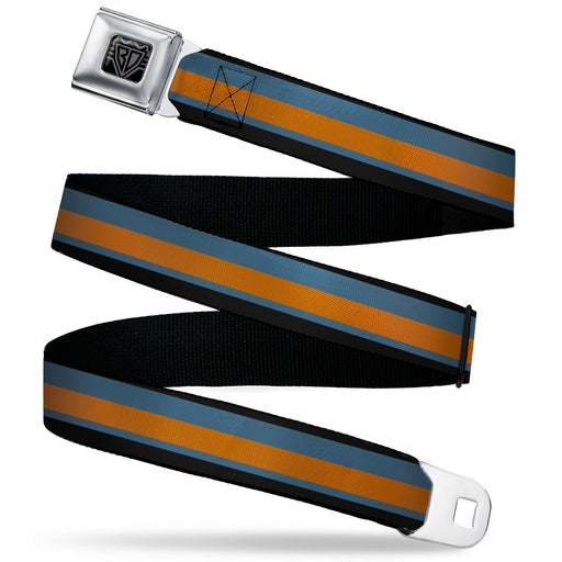 BD Wings Logo CLOSE-UP Black/Silver Seatbelt Belt - Stripes Black/Steel Blue/Orange Webbing Seatbelt Belts Buckle-Down   