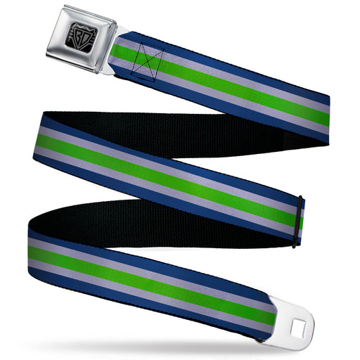 BD Wings Logo CLOSE-UP Black/Silver Seatbelt Belt - Stripe Navy/Gray/Green Webbing Seatbelt Belts Buckle-Down   