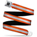 BD Wings Logo CLOSE-UP Black/Silver Seatbelt Belt - Stripes Orange/White/Orange Webbing Seatbelt Belts Buckle-Down   