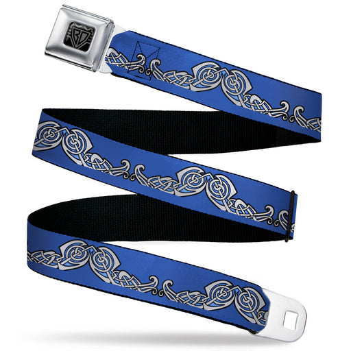 BD Wings Logo CLOSE-UP Black/Silver Seatbelt Belt - Celtic Knot4 Blues/Black/White Webbing Seatbelt Belts Buckle-Down   