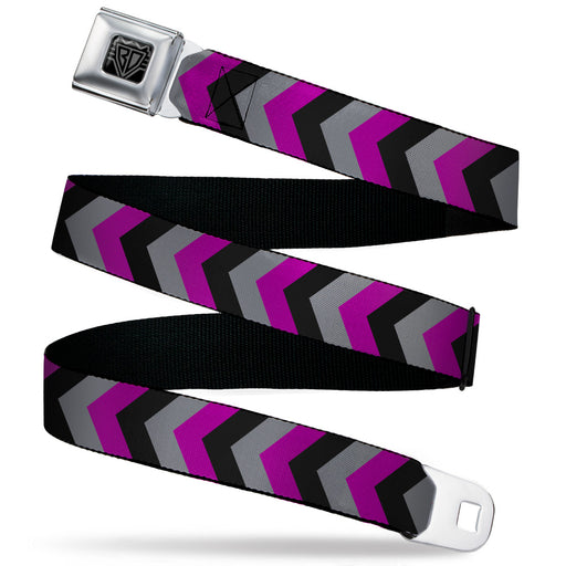 BD Wings Logo CLOSE-UP Black/Silver Seatbelt Belt - Chevron Purple/Black/Gray Webbing Seatbelt Belts Buckle-Down   