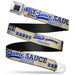 BD Wings Logo CLOSE-UP Black/Silver Seatbelt Belt - SAUCE Typography Collage Tan/White/Blue Webbing Seatbelt Belts Buckle-Down   