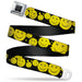 BD Wings Logo CLOSE-UP Black/Silver Seatbelt Belt - Smiley Face Splatter Scattered Black/Yellow Webbing Seatbelt Belts Buckle-Down   