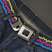 BD Wings Logo CLOSE-UP Black/Silver Seatbelt Belt - Scribble Zig Zag Stripe Navy/Multi Color Webbing Seatbelt Belts Buckle-Down   
