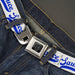 BD Wings Logo CLOSE-UP Black/Silver Seatbelt Belt - SAUCE Baseball Script White/Blue Webbing Seatbelt Belts Buckle-Down   