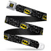 Batman Full Color Black Yellow Seatbelt Belt - BATMAN w/Bat Shield & Flying Bats Black/Gray Webbing Seatbelt Belts DC Comics   