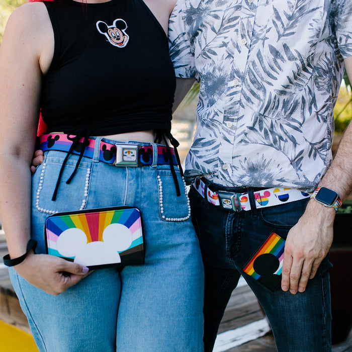 Seatbelt Belt - Mickey Mouse Ears Icon Bisexual Pride Flag Webbing Seatbelt Belts Disney   