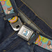 Winnie the Pooh Eeyore Butterfly Pose Full Color White Seatbelt Belt - Winnie the Pooh Eeyore Butterfly Pose Floral Collage Blue/Pinks/Yellows Webbing Seatbelt Belts Disney   