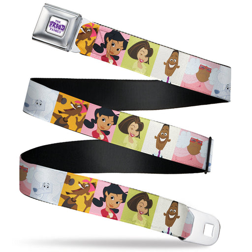 THE PROUD FAMILY Title Logo Full Color White/Purple Seatbelt Belt - The Proud Family 6-Character Block Poses Webbing Seatbelt Belts Disney   