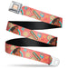 MOANA Title Logo Full Color Beige/Coral Seatbelt Belt - Moana Pose and Icons Collage Pink Webbing Seatbelt Belts Disney   