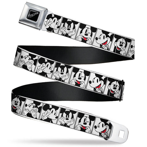 MICKEY MOUSE Autograph Full Color Black/White Seatbelt Belt - Mickey Mouse Expression Blocks White/Black/Red Webbing Seatbelt Belts Disney   
