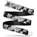Mickey Mouse Head Silhouette Black Silver Seatbelt Belt - Mickey Mouse Head Stacked Black/Grays Webbing Seatbelt Belts Disney   