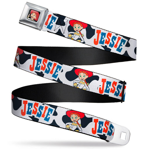Toy Story Jessie Calling Pose Full Color Black Seatbelt Belt - Toy Story JESSIE Pose/Cow Print White/Black/Red/Blue Webbing Seatbelt Belts Disney   