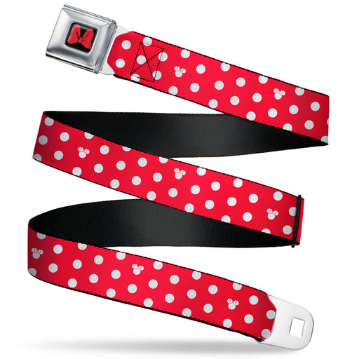 Minnie Mouse Bow Full Color Black/Red Seatbelt Belt - Minnie Mouse Polka Dot/Mini Silhouette Red/White Webbing Seatbelt Belts Disney   
