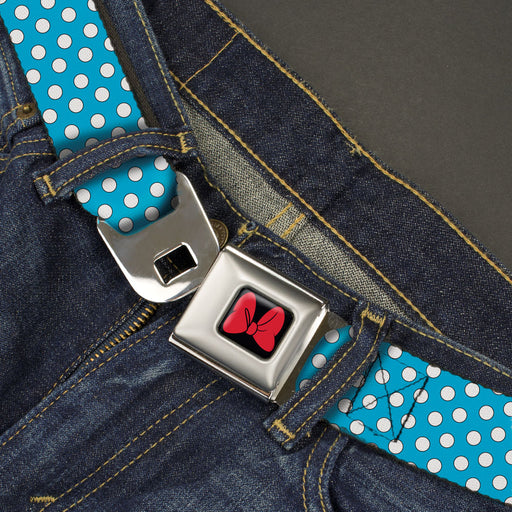 Minnie Mouse Bow Full Color Black/Red Seatbelt Belt - Minnie Mouse Dots Blue/Black/White Webbing Seatbelt Belts Disney   