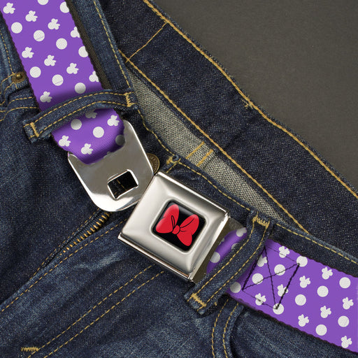 Minnie Mouse Bow Full Color Black/Red Seatbelt Belt - Minnie Mouse Ears Monogram/Dots Purple/White Webbing Seatbelt Belts Disney   