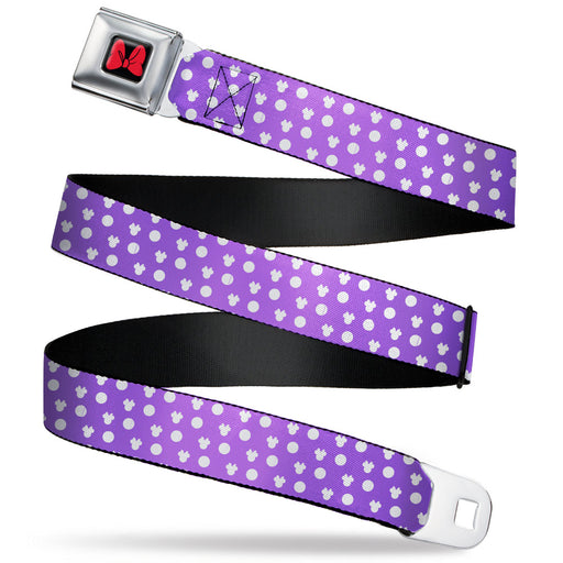 Minnie Mouse Bow Full Color Black/Red Seatbelt Belt - Minnie Mouse Ears Monogram/Dots Purple/White Webbing Seatbelt Belts Disney   