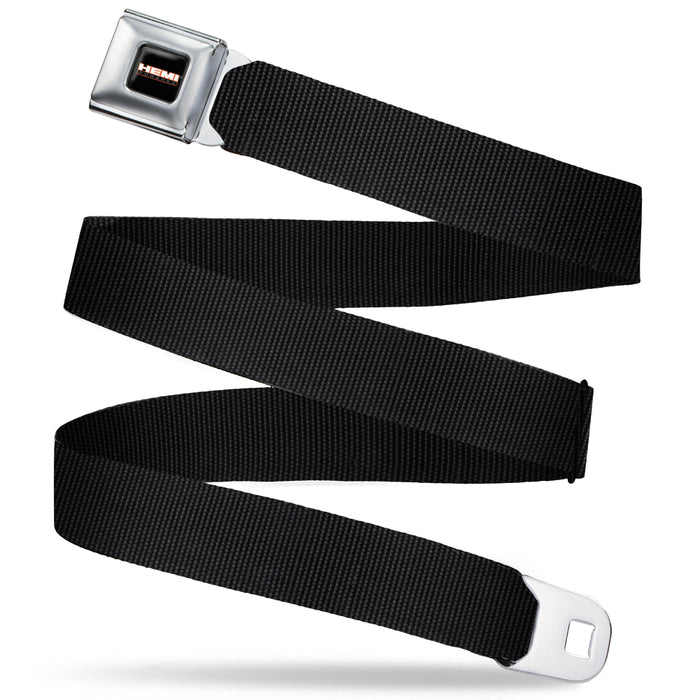 HEMI POWERED Logo Full Color Black/Orange/White/Gray -  Seatbelt Belt - Black Webbing Seatbelt Belts Hemi   