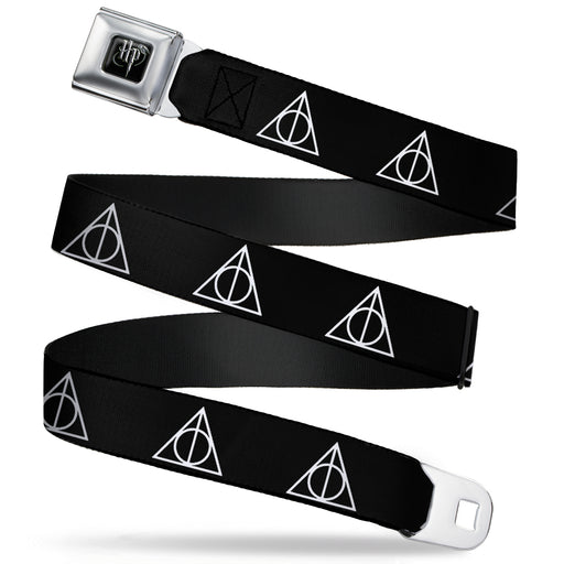 Harry Potter Logo Full Color Black/White Seatbelt Belt - Deathly Hallows Symbol Black/White Webbing Seatbelt Belts The Wizarding World of Harry Potter   