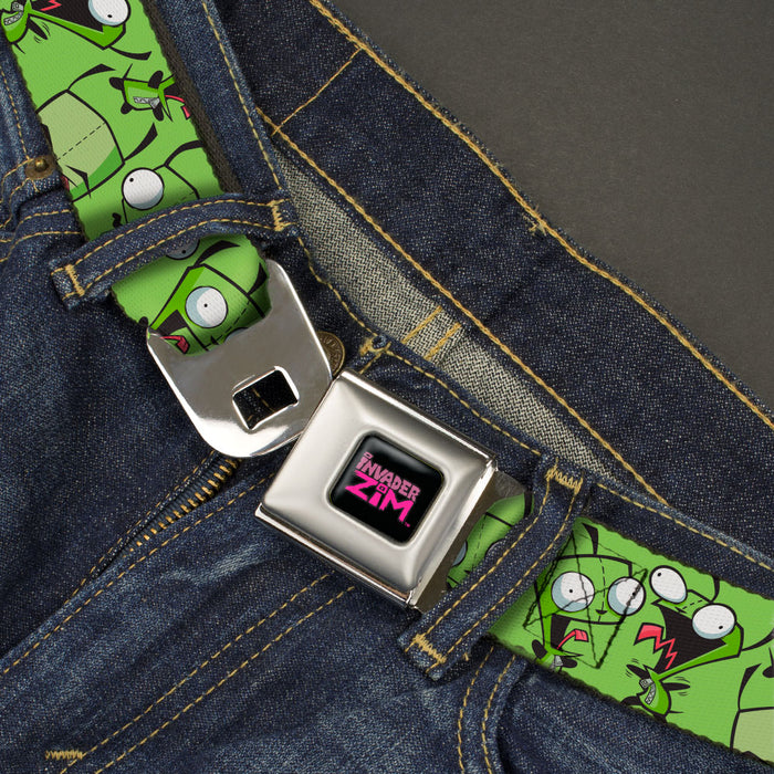 INVADER ZIM Title Logo Full Color Black/Pinks Seatbelt Belt - Invader Zim GIR Poses Scattered Greens Webbing Seatbelt Belts Nickelodeon   