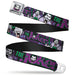 Joker Face Full Color Seatbelt Belt - Joker Face/Logo/Spades Black/Green/Purple Webbing Seatbelt Belts DC Comics   