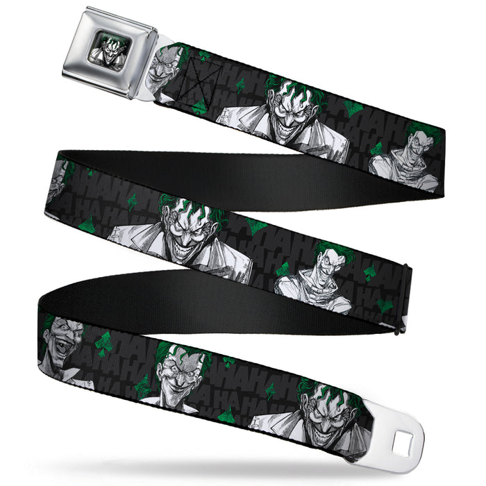 Joker Stare Full Color Black White Grays Green Seatbelt Belt - The Joker 4-Laughing Expressions/Suits/HAHAHA Black/Gray/Greens Webbing Seatbelt Belts DC Comics   