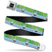 RICK AND MORTY Text Logo Full Color Black/Blue Seatbelt Belt - Rick and Morty Rick WUBBA LUBBA DUB DUB Face Greens/Blue Webbing Seatbelt Belts Rick and Morty   
