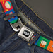 SOUTH PARK Title Logo Full Color Black/White Seatbelt Belt - South Park Boys Pose Blocks Multi Color Webbing Seatbelt Belts Comedy Central   