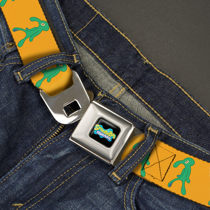 SpongeBob SquarePants Logo Full Color Black/Blues Seatbelt Belt - SpongeBob Squidward Bold and Brash Painting Orange/Green Webbing Seatbelt Belts Nickelodeon   