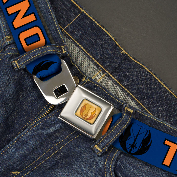 Star Wars Jedi Order Insignia Full Color Tans Seatbelt Belt - Star Wars Jedi Order Insignia/TANO Text Blues/Orange Webbing Seatbelt Belts Star Wars   