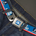 TED LASSO Title Logo Full Color Blue/White Seatbelt Belt - TED LASSO and AFC Richmond Logo Blues/White/Red Webbing Seatbelt Belts Ted Lasso   