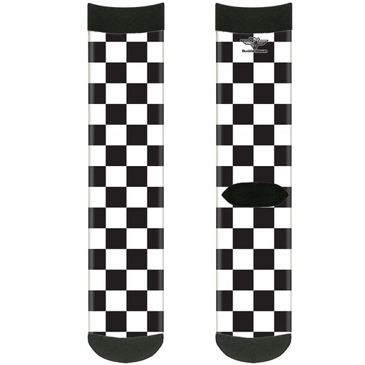 Black and White Checkered Sock Crew Pair Socks Buckle-Down   