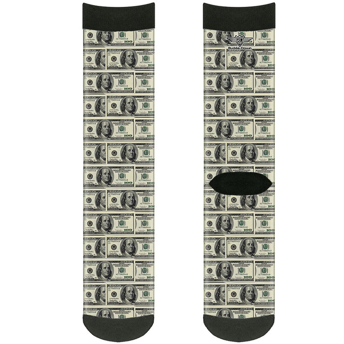 Sock Pair - Polyester - 100 Dollar Bills - CREW Socks Buckle-Down   