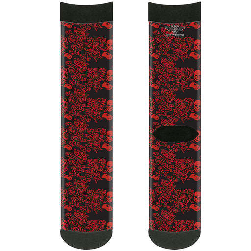 Sock Pair - Polyester - Bandana/Skulls Black/Red - CREW Socks Buckle-Down   