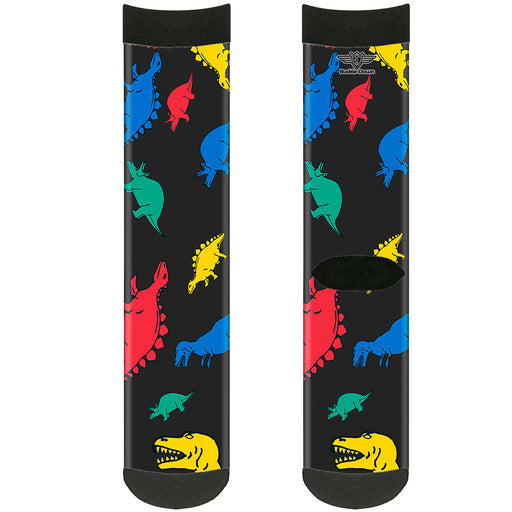 Sock Pair - Polyester - Dinosaurs Black/Multi Color - CREW Socks Buckle-Down   