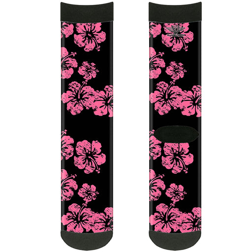 Sock Pair - Polyester - Hibiscus Weathered Black/Pink - CREW Socks Buckle-Down   
