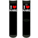 Sock Pair - Polyester - I "Heart" ANIME Bold Black/White/Red - CREW Socks Buckle-Down   