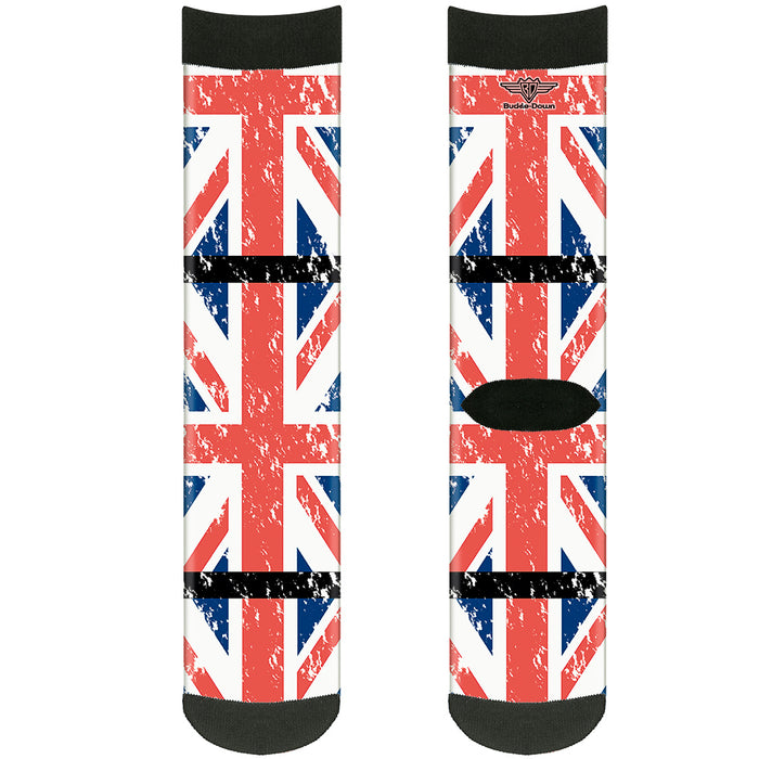 Sock Pair - Polyester - United Kingdom Flags Weathered - CREW Socks Buckle-Down   