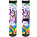 Sock Pair - Polyester - Unicorns in Rainbows w/Sparkles/Purple - CREW Socks Buckle-Down   