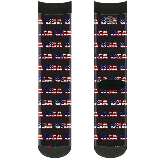 Sock Pair - Polyester - USA w/Star Black/US Flags - CREW Socks Buckle-Down   