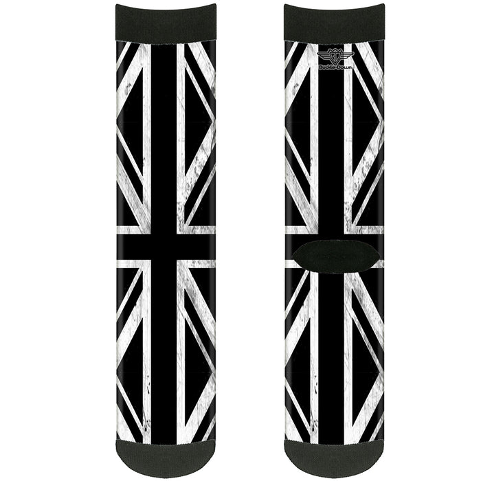 Sock Pair - Polyester - Union Jack Distressed Black/White - CREW Socks Buckle-Down   