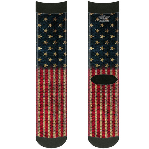 Sock Pair - Polyester - Vintage US Flag Stretch - CREW Socks Buckle-Down   