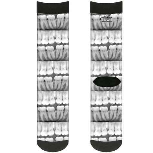 Sock Pair - Polyester - Dental X-Rays Black/White - CREW Socks Buckle-Down   