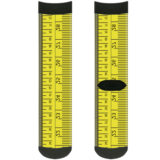 Sock Pair - Polyester - Measuring Tape Yellow/Black/Red - CREW Socks Buckle-Down   