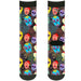 Sock Pair - Polyester - Painted Sugar Skulls & Flowers Collage - CREW Socks Buckle-Down   