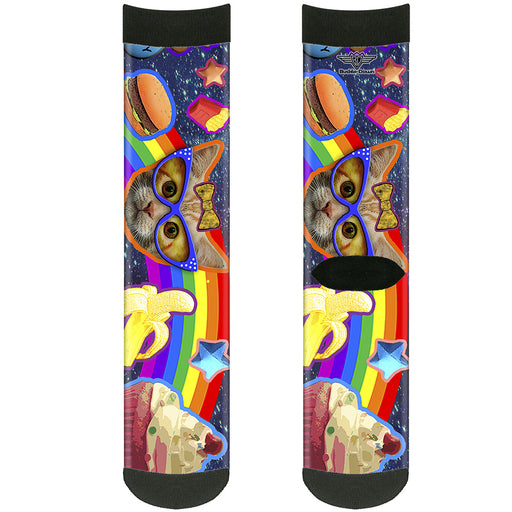 Sock Pair - Polyester - Pets & Snacks Rainbow Collage - CREW Socks Buckle-Down   